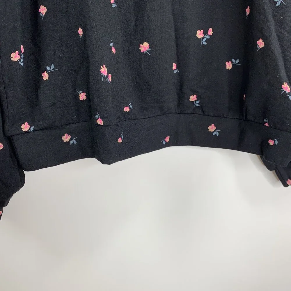 Amour Vert Ebele Floral Printed Luxe Fleece Sweatshirt Top Black Size XL NWT - Picture 5 of 8